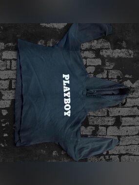 PLAYBOY Navy Blue Kids Hoodie with White Logo